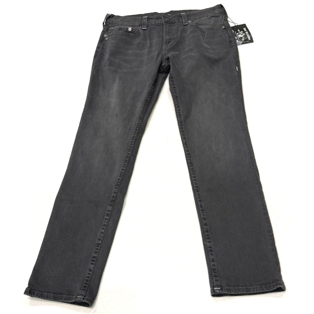 True Religion Black Rocco Mens Jeans  No Flap size 36 Relaxed Skinny New